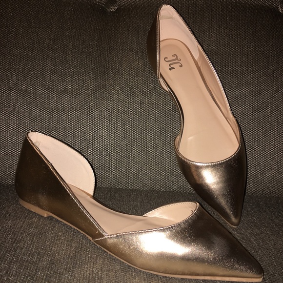 rose gold metallic flats